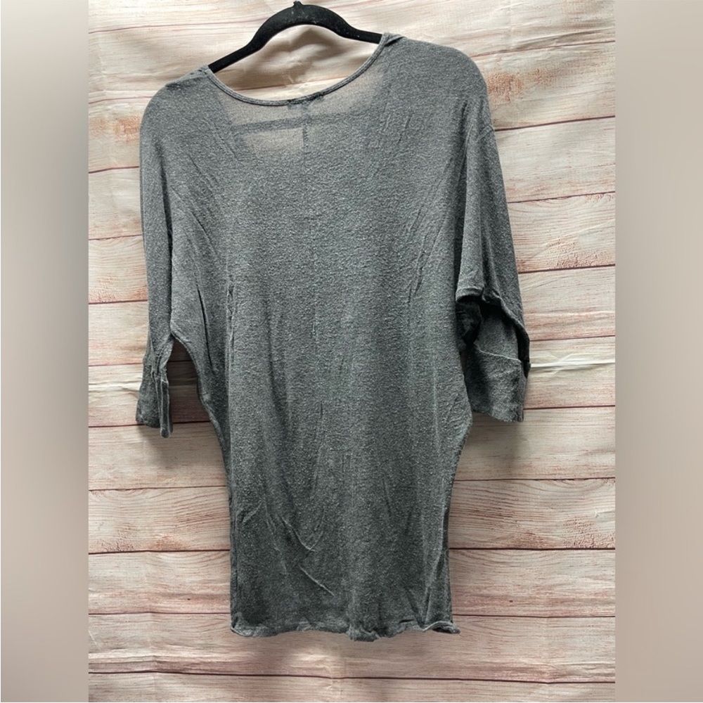Charlotte Russe top gray size medium 3/4” Sleeve blouse drape dolman boat neck - Picture 4 of 11